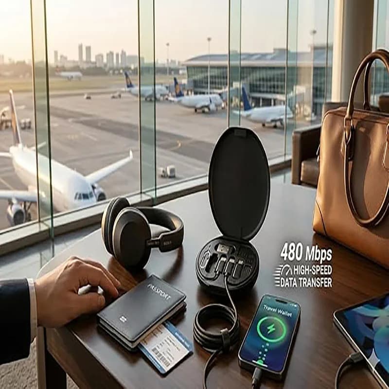 مجموعة شحن سريع PD 60 واط يو اس بي نوع سي - متوافقة مع ايفون وشاومي، مع صندوق تخزين ومحول بطاقة - 4