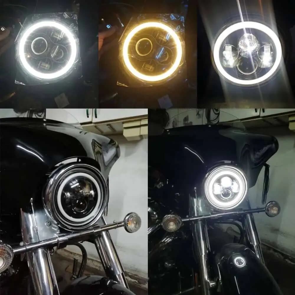 مصابيح أمامية LED دائرية 7 بوصة للدراجات النارية، إضاءة زاوية العين 12V 24V إشارة انعطاف لسيارات لادا نيفا الحضرية والطرق الوعرة 4X4 - 5