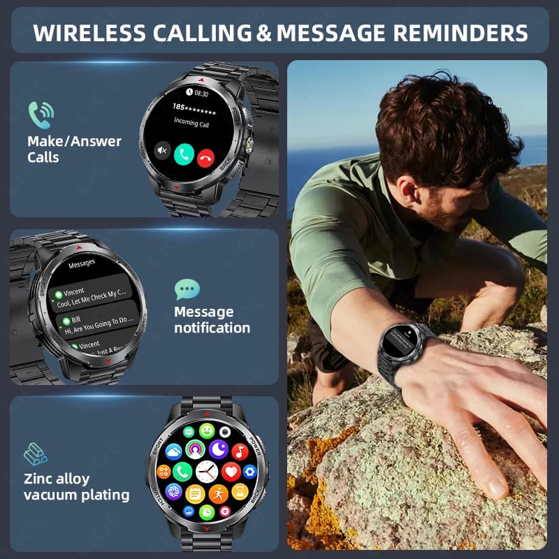 LIGE 1100mAh Battery Smart Watches For Man Outdoor Sport LED Flashlight Compass Men’s Smartwatch Bluetooth Call Men 2026 Watches - 3