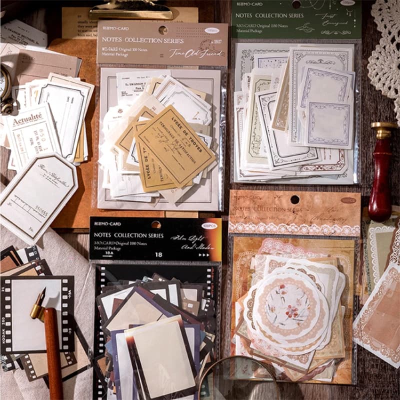 100 قطعة/الحزمة مادة ملاحظات عتيقة ورق قابل للكتابة مثالي لمجلة DIY لوازم القصاصات والقرطاسية - 4