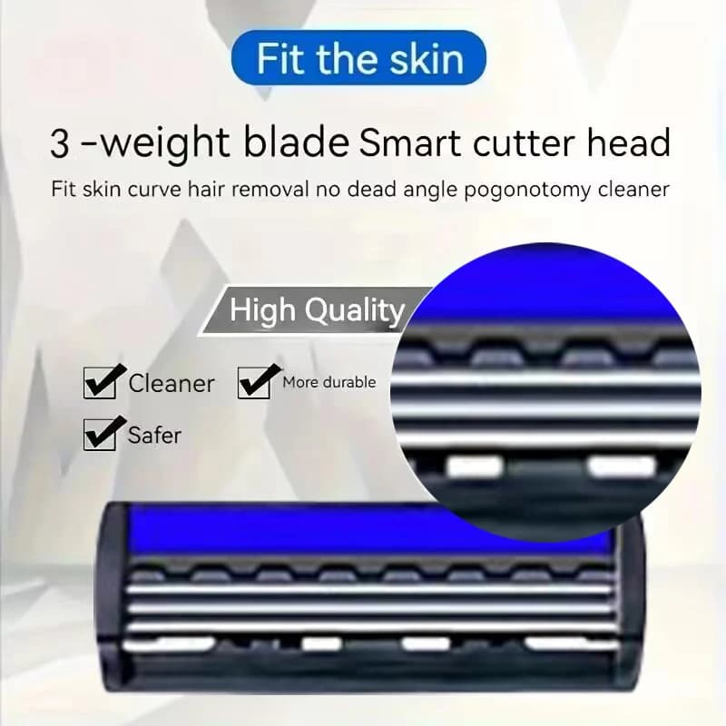 NEW Shaver Men Razor Shaving 3 Layer Stainless Blade Shaver Reusable Safety Razor Hair Removal Shaver Imported Blade Multi Tool - 2