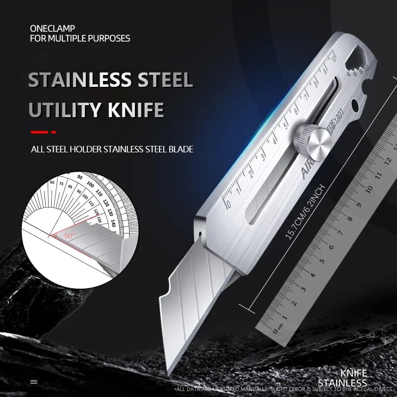AIRAJ Multifunctional Utility Knife Retractable Sharp Cut Heavy Duty Steel Break Blade Paper Cut Industrial Grade Manual Tools - 3
