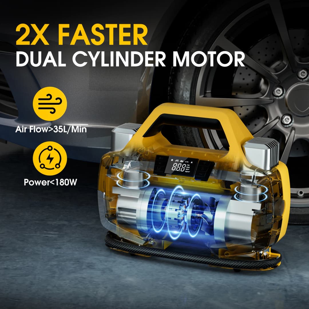 Carsun Double-Cylinder Powerful Wired Air Pump Suitable for Rv Off-Road Vehicle Mountain Off-Road Vehicle Lighting Speed Air Pump