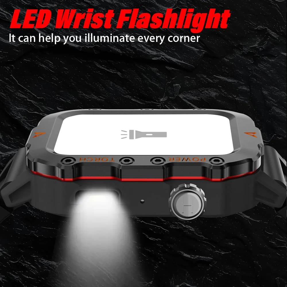 ساعة LAXASFIT الذكية الجديدة 2024 بشاشة 1.71 بوصة مكالمات صوتية بلوتوث مراقب لمعدل ضربات القلب كشاف LED ساعة لياقة بدنية رياضية خارجية - 5