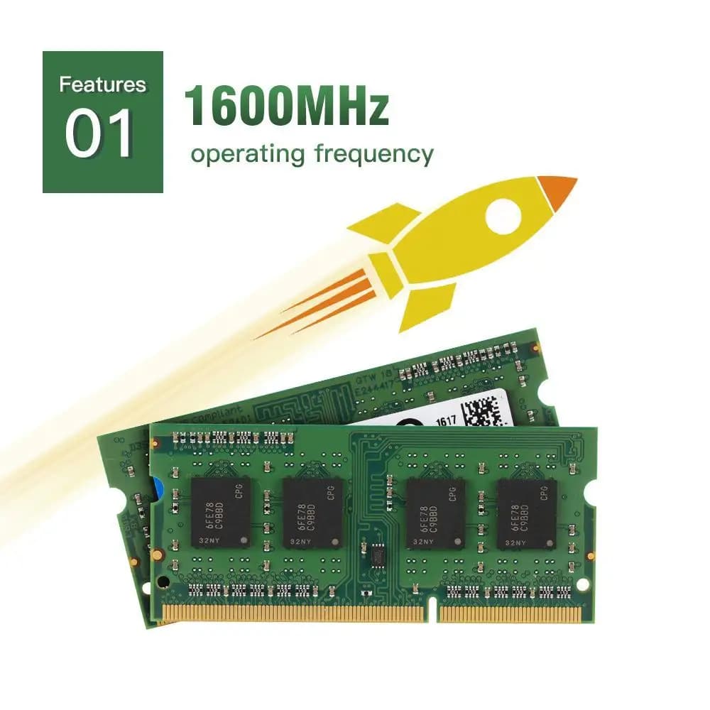 1/2pc Crucial 8GB Laptop RAM 16GB Kit (8GBx2) DDR3/DDR3L 1866 MT/s (PC3-14900) Unbuffered SODIMM 204-Pin Memory-CT51264BF186B - 5