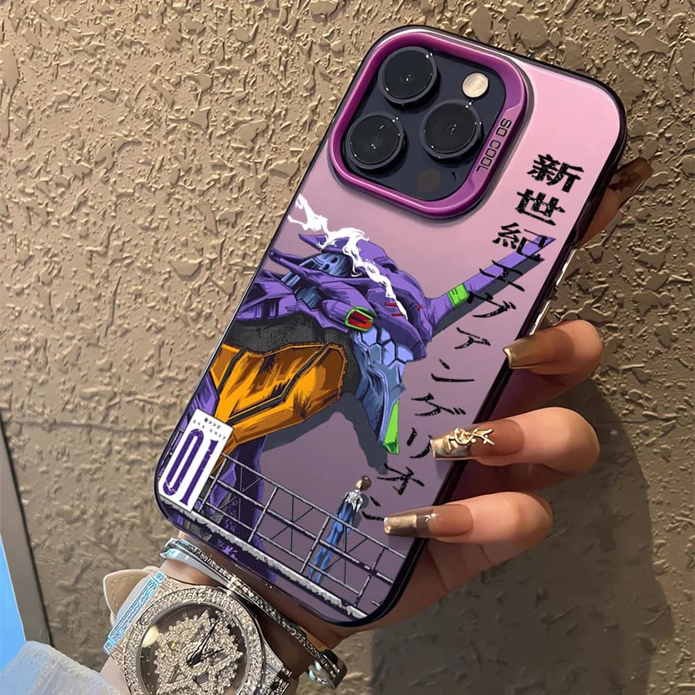 غطاء هاتف أنمي لـ iPhone 16/15/14/13/12/11 mini/Pro/Max/X/XR/XS Max/8/7 Plus، غطاء خلفي غير لامع مقاوم للسقوط E-Evangelions - 5
