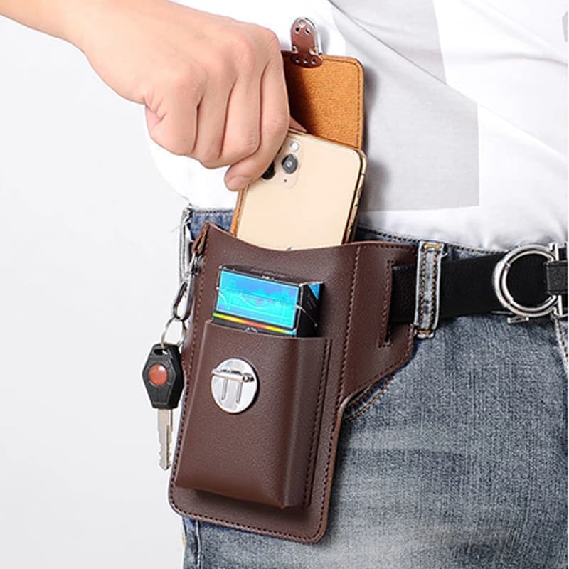 Neutral style backpack for men and women, suitable for carrying mobile phones. Comes with a waist belt for hanging keys. - 6