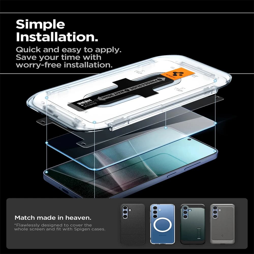 2PCS Spigen Glas.tR EZ Fit Sensor Protected Tempered Glass For Samsung Galaxy S26 S25 S24 Ultra High Definition Screen Protector - 3