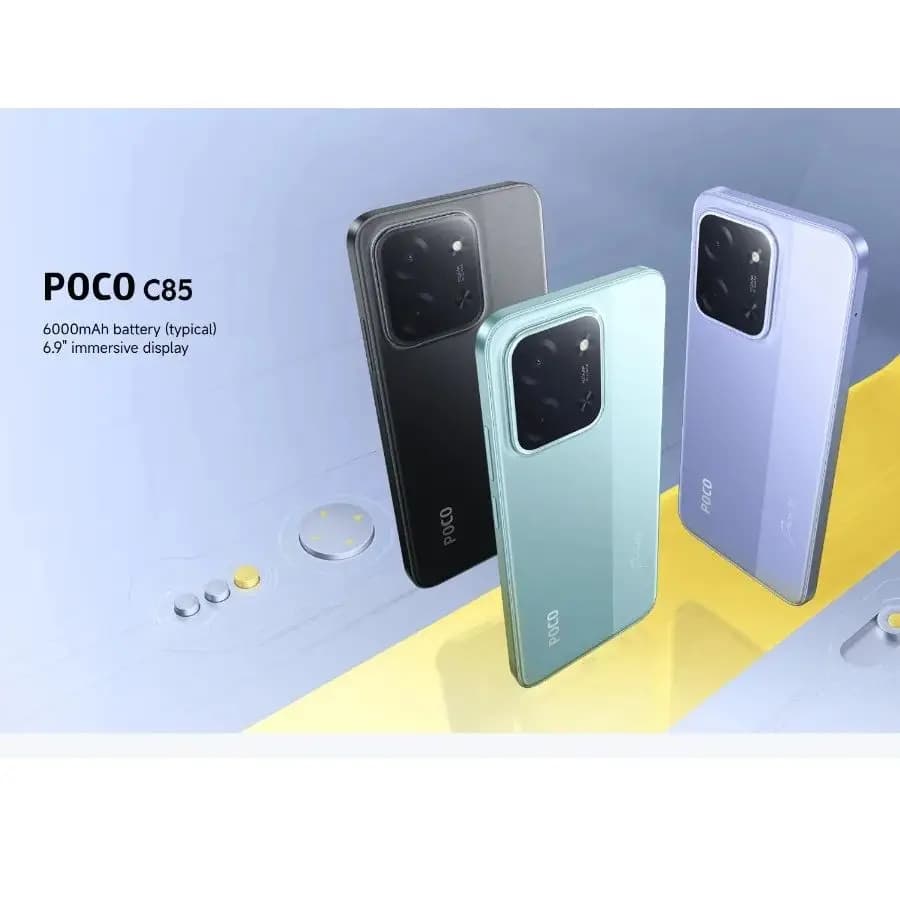 هاتف بوكو C85 الجديد، شاشة 6.5 بوصة HD+، 8GB رام، 256GB تخزين، معالج Mediatek Helio G81، كاميرا مزدوجة 48MP - 4