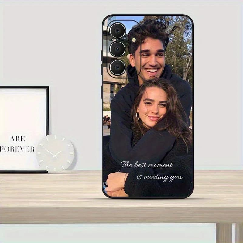 غطاء ناعم أسود مخصص لصورة زوجين لهواتف Samsung Galaxy A55 A54 A53 A52 A35 34 S25 S24 S23 S22 S21 S20 Ultra Plus FE - 3