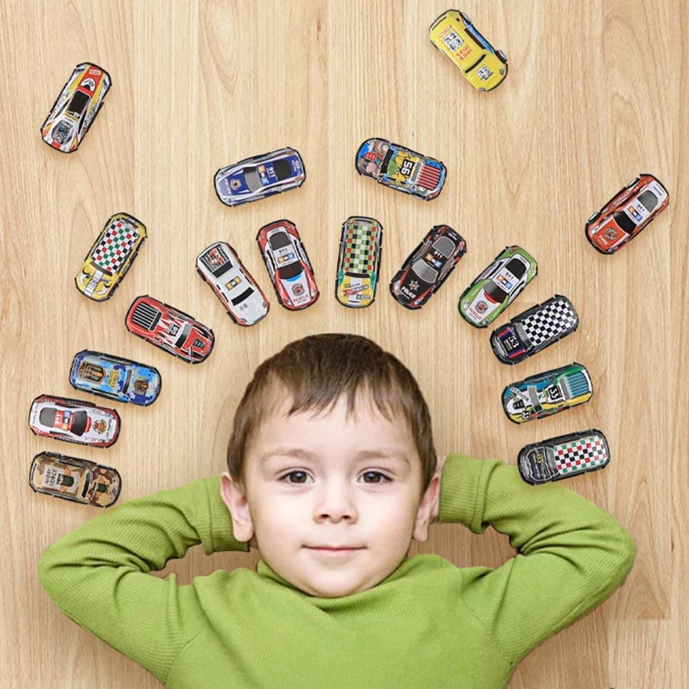 ألعاب سيارات سحب من السبائك للأطفال نموذج سيارة سباق بالقصور الذاتي مصغرة كارتون مدينة مركبة مصبوبة هدية عيد ميلاد وعيد الميلاد للأولاد والبنات - 2