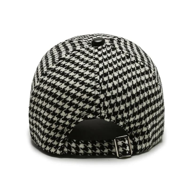 Fashions Check Baseball Cap for Women Winter Keep Warm Windproof Street Wild Trend Cap - 4