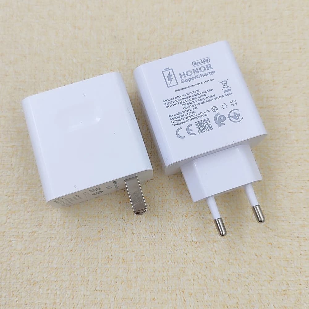 شاحن هونر 66 واط EU US سوبر تشارج سريع محول حائط 6A كابل USB لهونر X6C X9C X50 GT ماجيك 7 6 لايت RSR V5 Vs3 V3 V2 Vs2 - 2