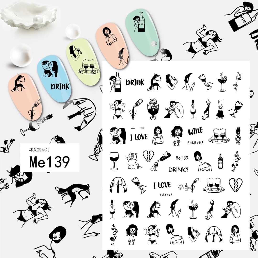 أسود عيد الحب الكبار الجنس ملصقات الأظافر مسمار الفن الديكور 3D القلب مثير النساء مسمار الفن ملصقات مستلزمات الأظافر المتزلجون - 4