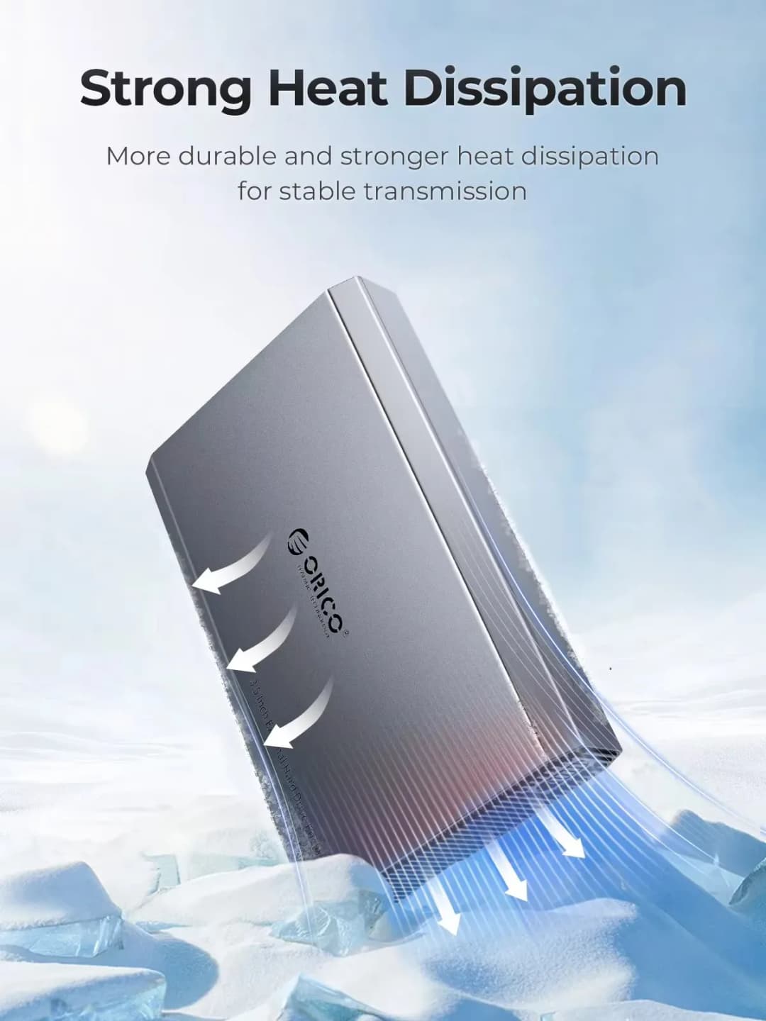 ORICO HDD Case 2.5/3.5 Inch Hard Drive Enclosure USB3.1 Type-C External HDD Case Aluminum Alloy & ABS with 12V2A Power Adapter - 6