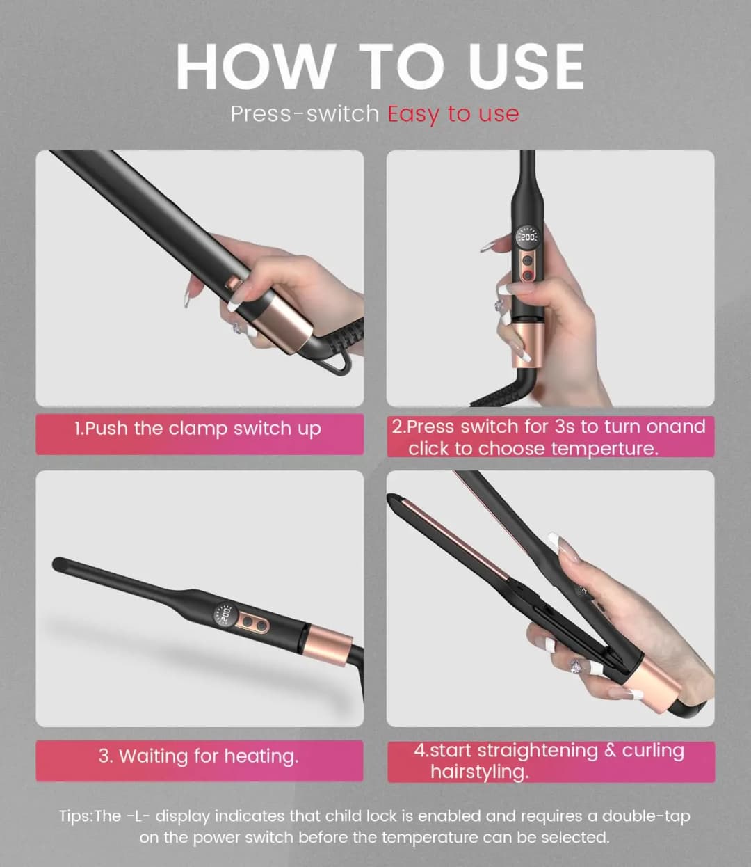 Mini Flat Iron Hair Straightener 1/3 Inch Pencil Flat Iron for Women Portable Travel Straightener and Curler 2 in 1 - 6