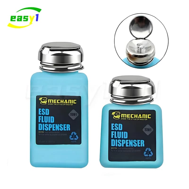 MECHANIC 180ml Metal Cap Liquid Alcohol Bottle Press Pumping ESD Fluid Dispenser Plastic Container For PCB Motherboard Cleaning