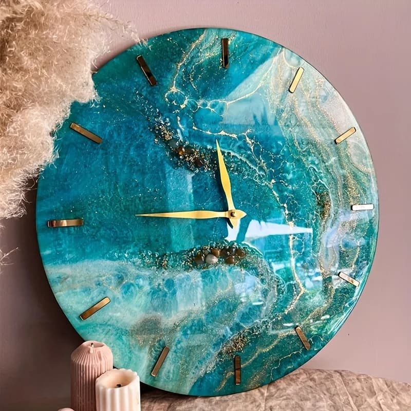 قالب ساعة كبير من الراتنج، قالب سيليكون دائري للساعة، قالب إيبوكسي مع مؤشر لصنع المجوهرات يدويًا - 2