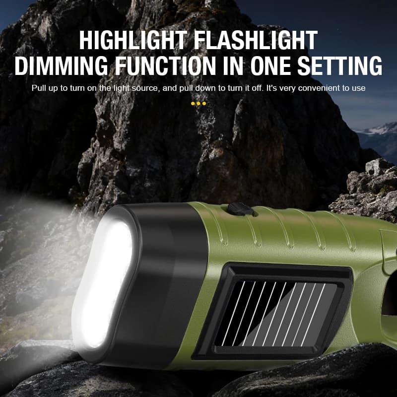 كشاف يدوي يعمل بالطاقة الشمسية ويدوي متعدد الوظائف إمداد طاقة تخييم إضاءة طوارئ LED مولد إضاءة خارجية - 5