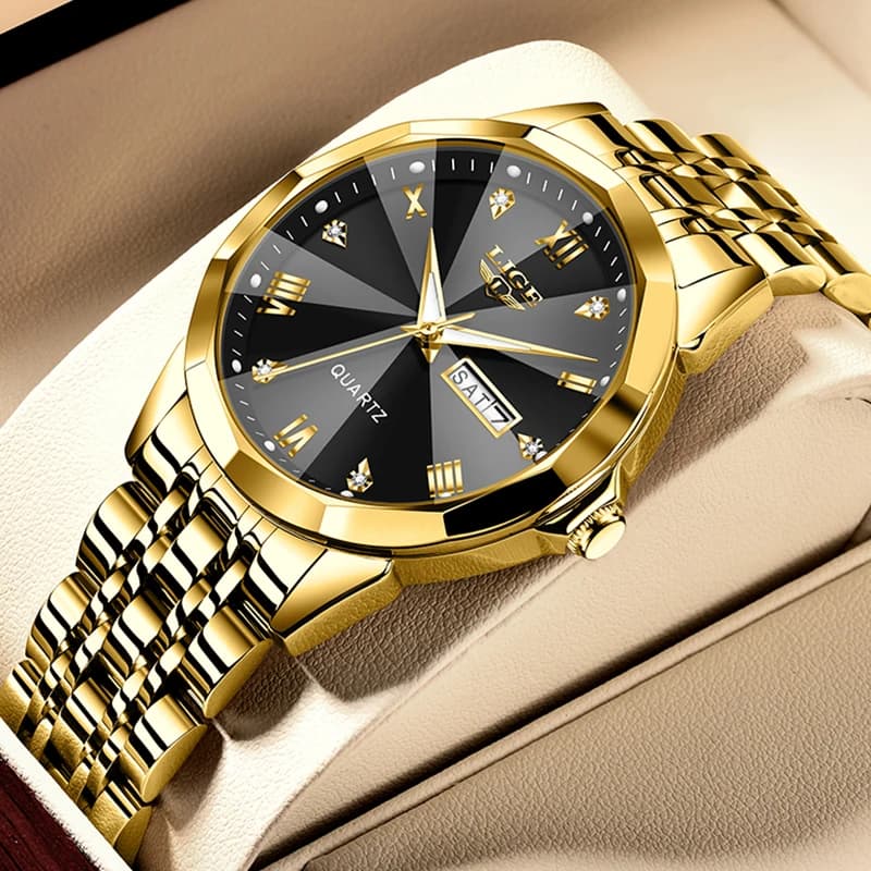 ساعات LIGE الكوارتز للنساء، ساعة فاخرة أنيقة مع تاريخ وأيام الأسبوع، هدية للنساء - 6