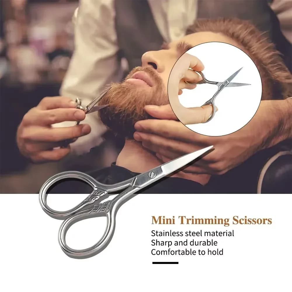 مجموعة حلاقة للرجال مع فرشاة لحية من شعر الخنزير ومشط متعدد الاستخدامات ومقص صغير، أداة عناية يومية محمولة - 5