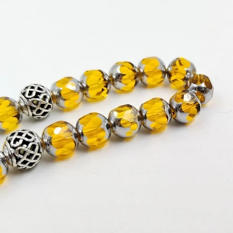 سبحة كريستال أصفر 33 حبة هدية عربية مسبحة إسورة مسلمة إكسسوارات موضة إسلامية - 4