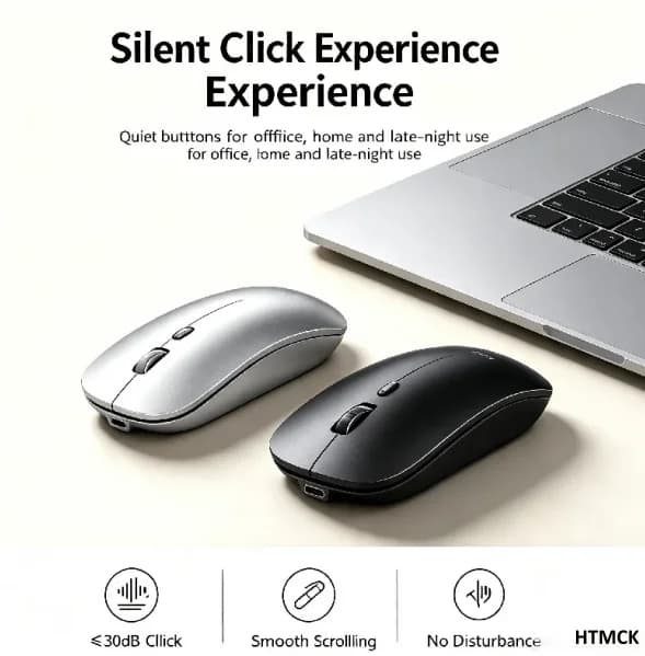 Ergonomic Wireless Gaming Mouse RGB Backlight USB Compatible Rechargeable Silent Backlit Mouse for Laptop PC - Silent Gaming Mic - 2