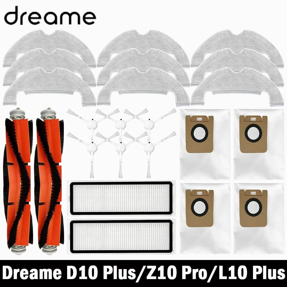 Dreame Bot D10 Plus / RLS3D / Z10 Pro / L10 Plus Spare Parts Main Roller Side Brush Hepa Filter Mop Cloth Dust Bag Accessories