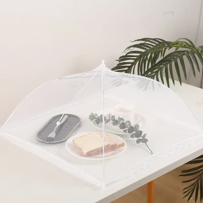 Foldable White Mesh Food Tent Washable Portable Insect Cover for Outdoor Picnics BBQ Parties Transparent Pop Up Screen Cover - 3