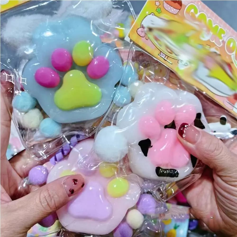Mochi Taba Squishy NEW Fidget Toy Anti-stress Mini Kawaii Cat Paw TPR Small Cat Paw Cute Pink Cat Foot Pinch Decompression Toy - 2