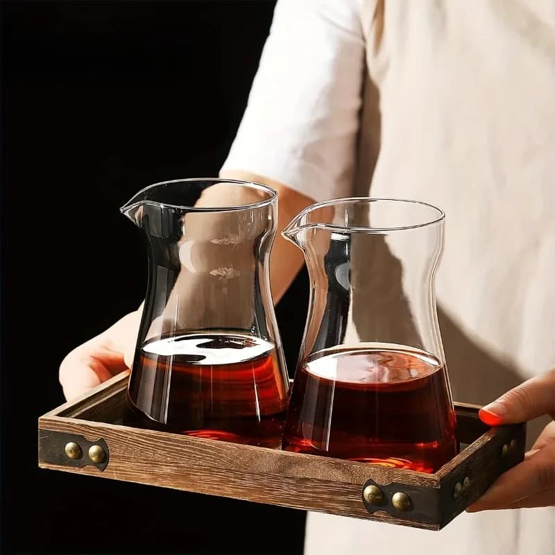 إبريق قهوة زجاجي 17 أونصة/500 مل، كوب إسبريسو من البوروسيليكات العالي مع طبقة خشبية مقاومة للحرارة، إكسسوارات قهوة - 4