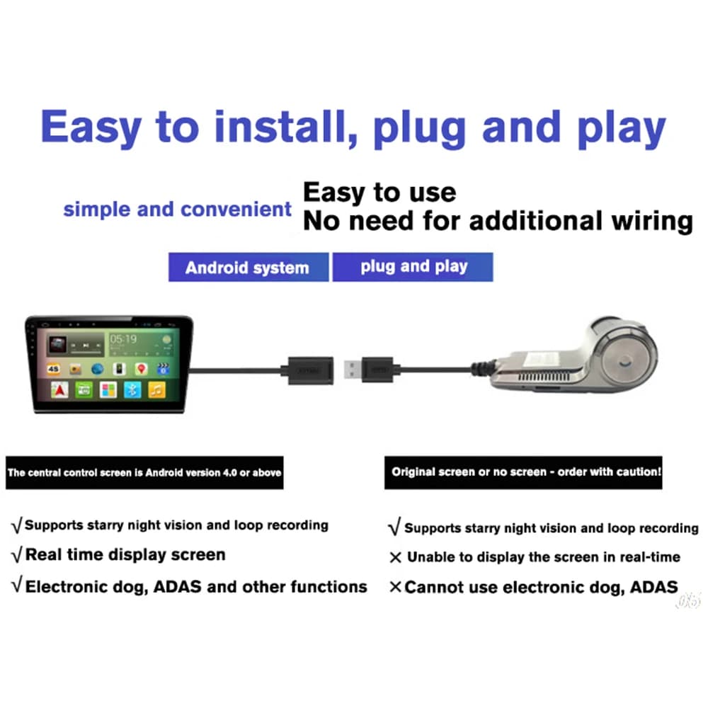 كاميرا سيارة DVR ADAS LDWS، كاميرا لوحة قيادة Full HD 1080P، متوافقة مع مشغل DVD وأندرويد، وحدة ملاحة، تنبيه صوتي، تسجيل فيديو - 5