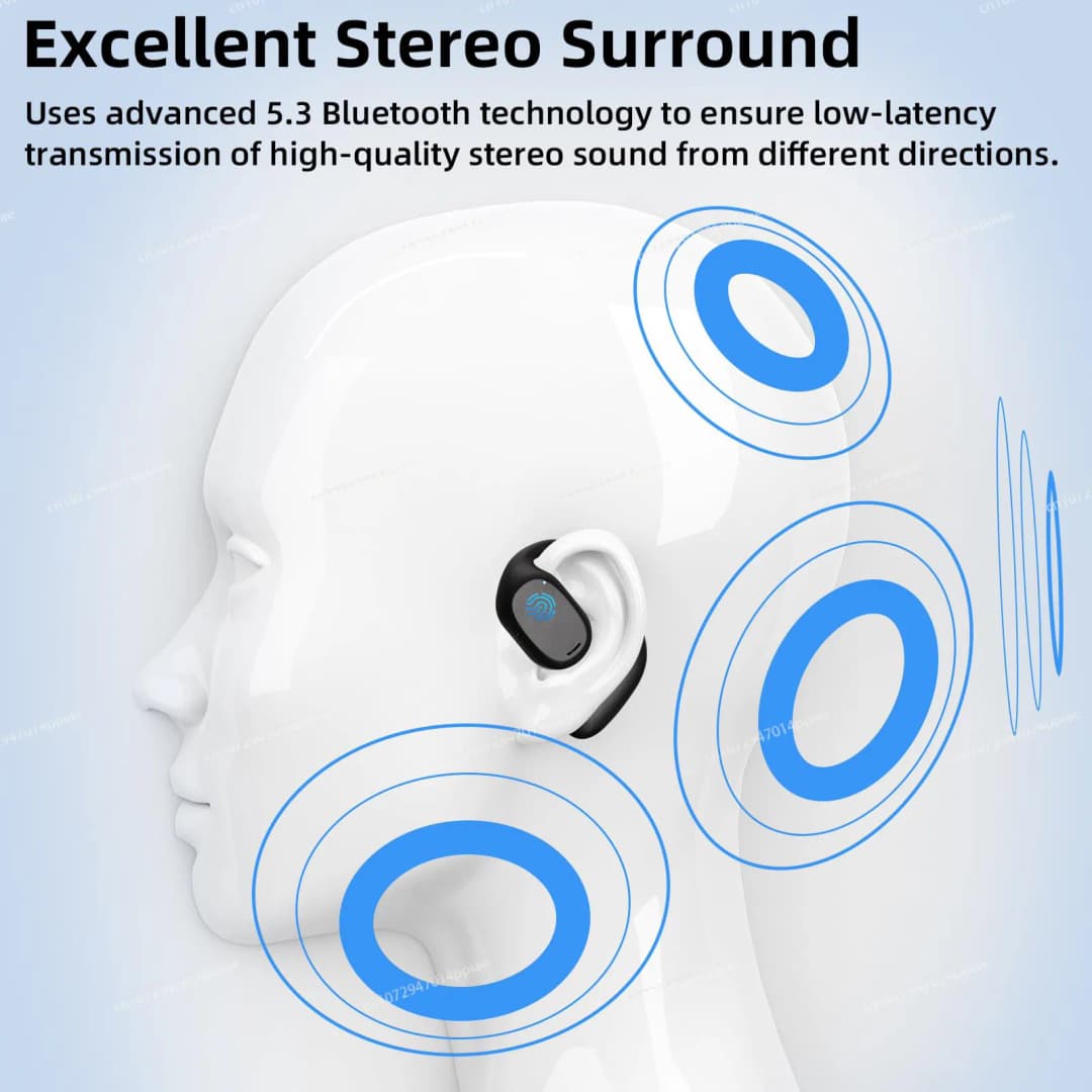Portable Bone Conduction Earphones Bluetooth 5.3 HiFi 9D Stereo Noise Reduction Waterproof Earbud Outdoor Wireless Headset - 3