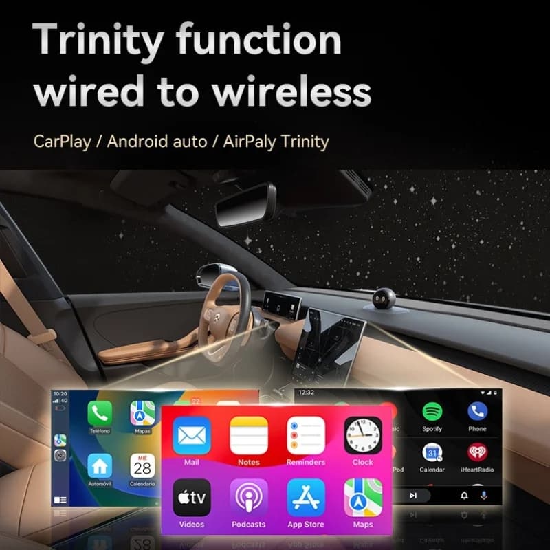 صندوق KEBIDUMEI Q1AS 3-in-1 للسيارة، الذكاء الاصطناعي، من سلكي إلى لاسلكي WiFi Carplay، تشغيل فوري، محول Android Auto، Airplay، MirrorLink، Dongle ذكي - 3