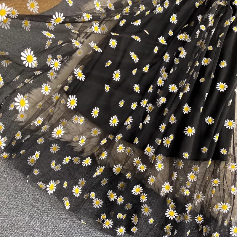 Women Dress 2026 New Summer Fashion Fairy Mesh Party Dress Korean Pop Floral Print Vacation Beach Dress Streetwear Sundress - 6