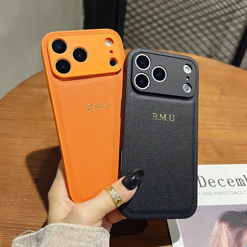 Luxury Personalized Custom Initials Gold Name Leather Case For iPhone 17 16 15 14 13 12 11 Pro Max Xs Max Shockproof Back Cover