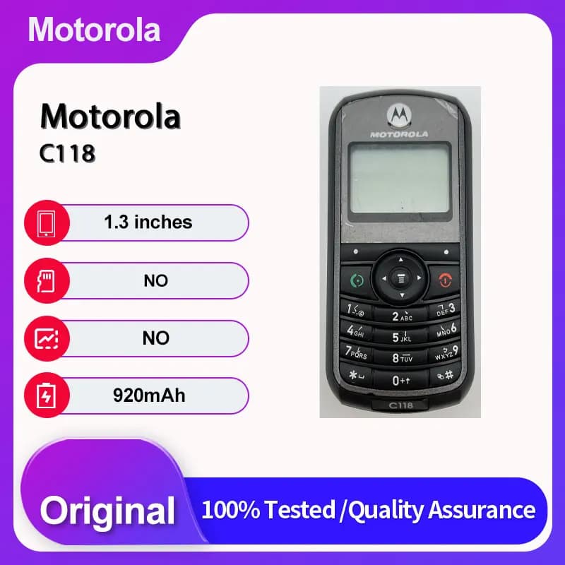 Original Unlocked Motorola C118 2G GSM 900 / 1800 920mAh Mobile Phone