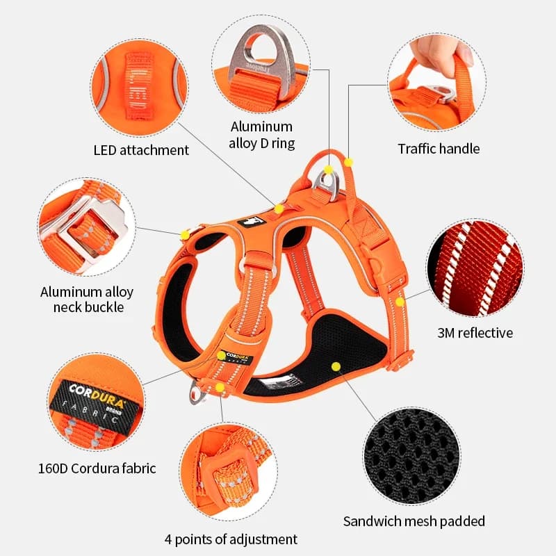 TRUE LOVE Pet Harness No Pull Nylon Reflective Dog Harness Adjustable Comfortable Control Step-in Brilliant Truelove TLH5654 - 3