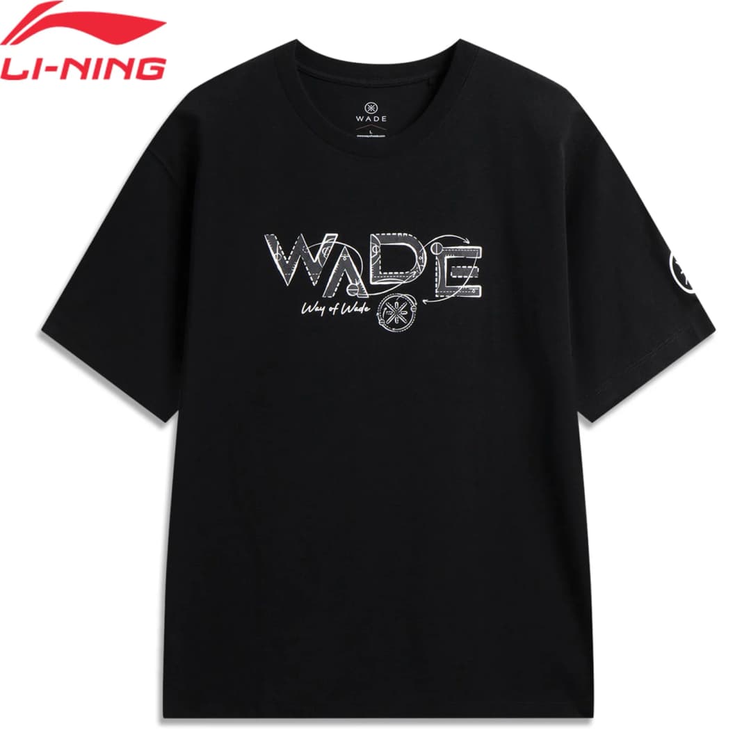 تي شيرت لي نينغ WADE للرجال مقاوم للأشعة فوق البنفسجية 51% قطن 35% بوليستر 14% فيسكوز مقاس عادي قمصان رياضية عصرية AHSW375