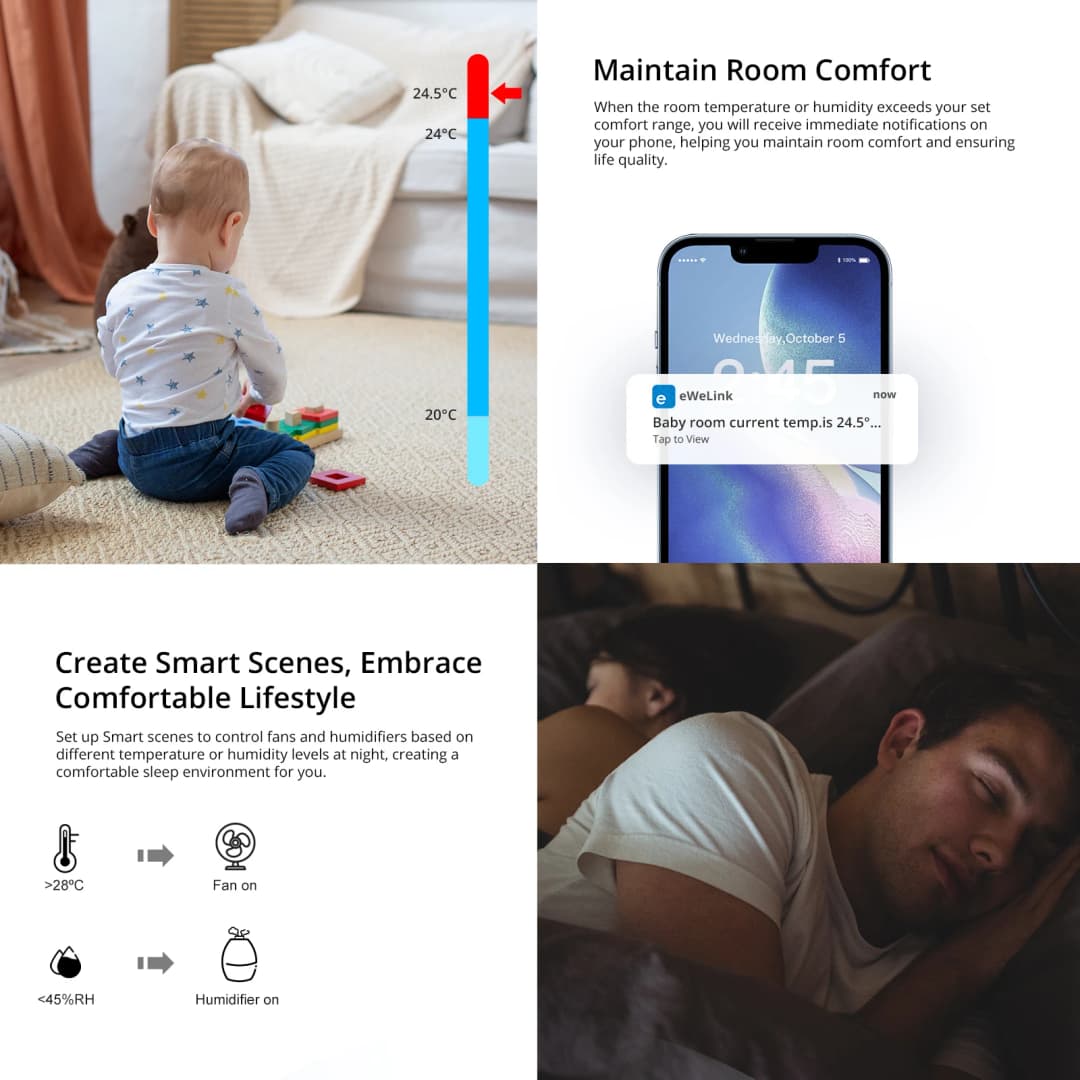 SONOFF SNZB-02P Zigbee Temperature and Humidity Sensor Smart Home Thermometer Detector Work with Alexa Google Home Smartthings - 3