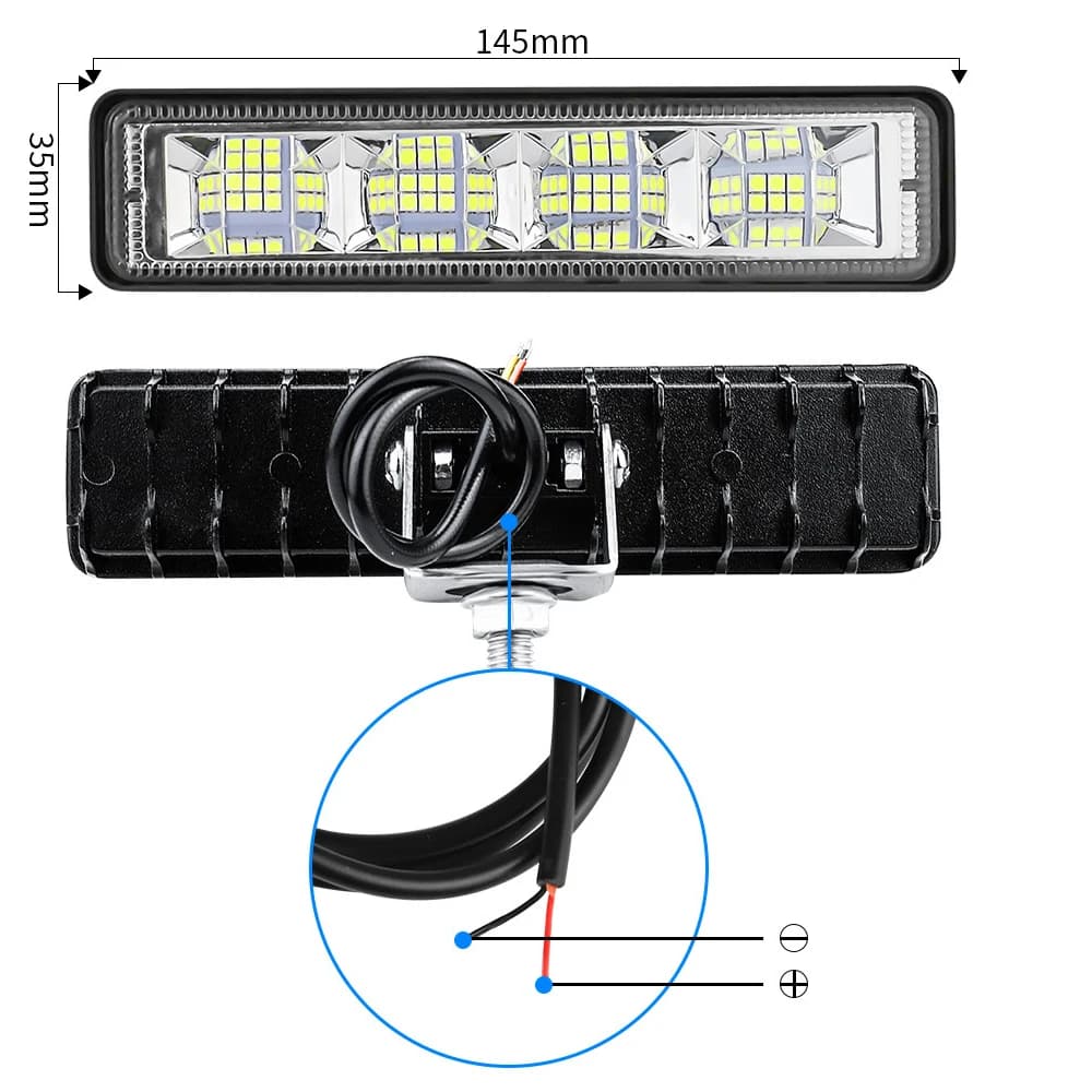 2Pcs 72W Car Work Light LED Bar 4x4 24 LED Worklight Bar Offroad SUV ATV Tractor Boat Trucks Excavator 12-60V led Combo Beam - 6