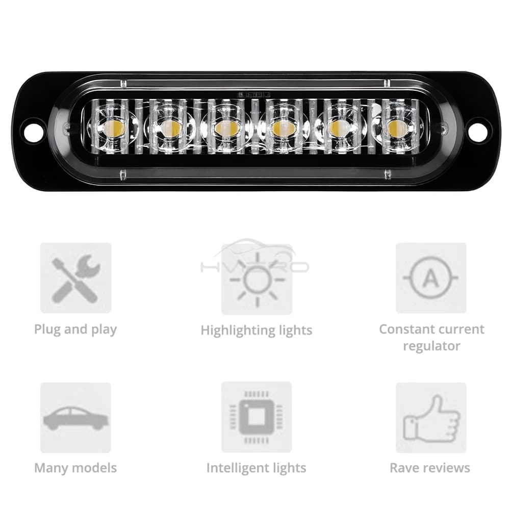 1X شاحنة 12V-24V LED تحذير وميض شبك مصباح وميض بار جانبي سيارة إشارة حمراء صفراء بيضاء إشارة دوران إضاءة ضباب دائمة - 6