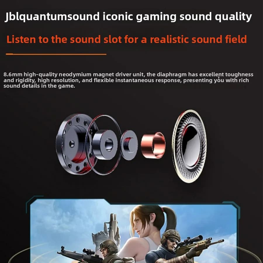Genuine JBL Q50 QUANTUM50 In-Ear Wired Gaming Headphones Earbuds for PUBG with Remote Mic Call Clear cable saver 0.3m cable - 2