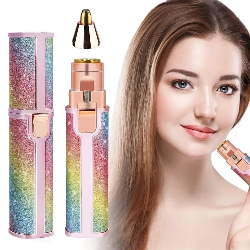 2 في 1 ماكينة إزالة شعر الحواجب الكهربائية آلة حلاقة صغيرة محمولة لإزالة شعر الوجه للنساء مع إضاءة LED مدمجة