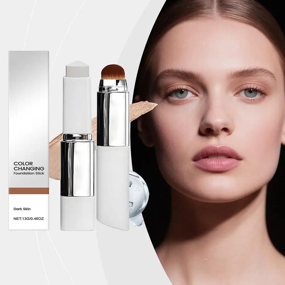 2-in-1 Color-Changing Foundation Stick Liquid Lightweight Moisturizing Brightening Foundation Color Changing For All Skin Types - 4