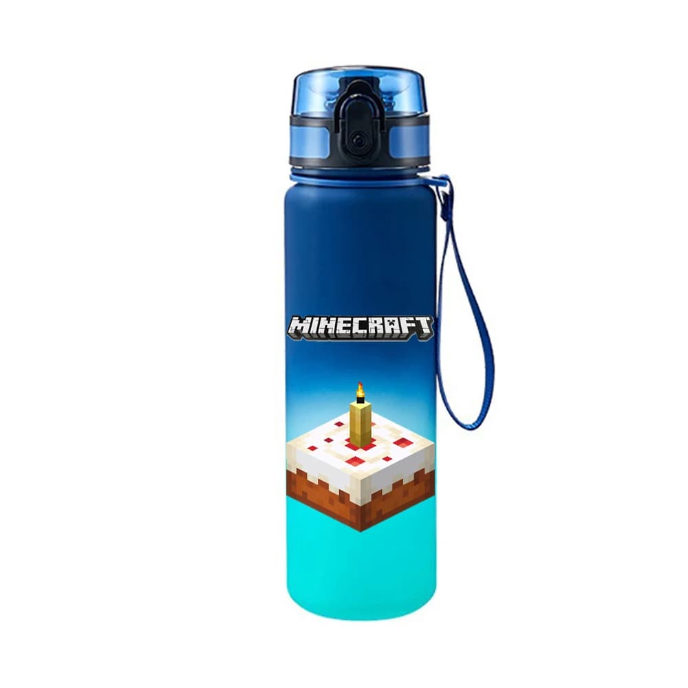 650ML Game MC Pixel Style Water Blue Bottle Portable Water Cup Large Capacity Sports Outdoor Plastic Leak-Proof Water Bottle - 4