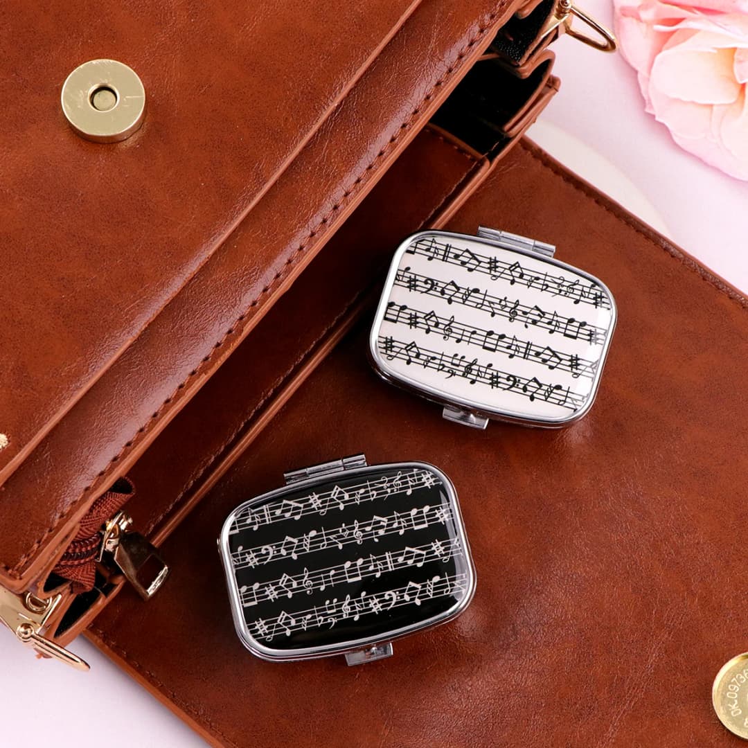 Simple Pattern 2 Compartments Metal Medicine Box Portable Travel Decorated  Sealed Small Pill Organizer Container Storage - 6