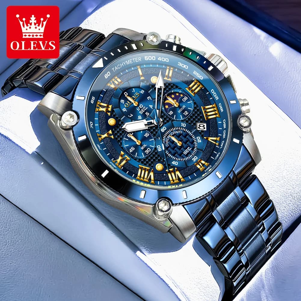 OLEVS 2025 New Men Watch Top Brand Luxury Watch Men Stainless Steel Waterproof Sport Quartz Chronograph Wrist Watch Man Relogio - 3