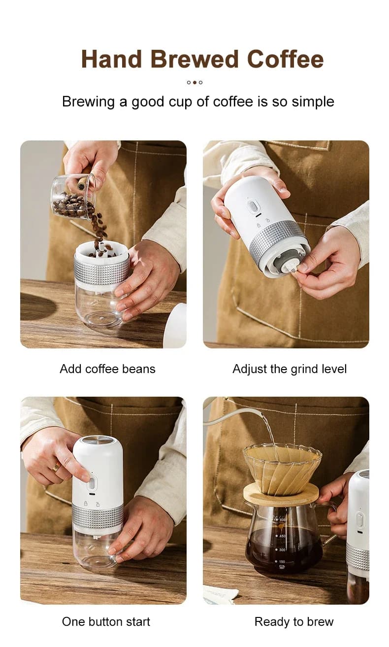 مطحنة حبوب قهوة كهربائية محمولة، شحن USB من النوع C، مطحنة حبوب قهوة صغيرة، مطحنة إسبريسو وتوابل للمطبخ - 6