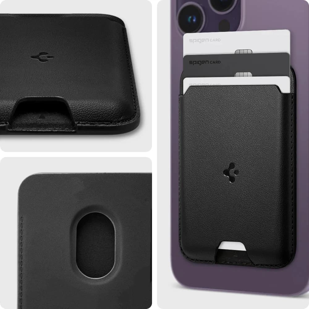 Spigen Leather Animation Magnetic Card Holder For Magsafe For iPhone 17 16 15 14 Pro Max Air For Samsung Galaxy S26 S25 S24Ultra - 2
